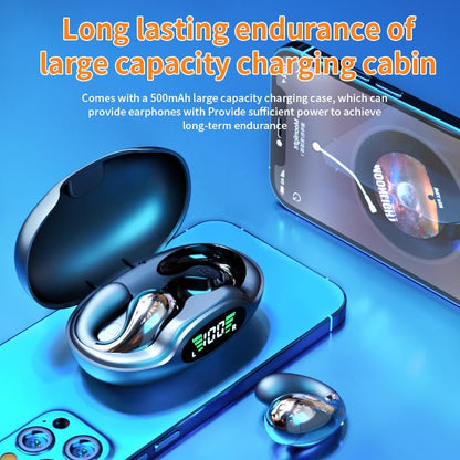 Wireless Earbuds Open Ear Headphones Clip On Earbuds Bluetooth 5.4 Headphones Long Playtime Ear Buds Digital Display Charging Case Noise Canceling Waterproof Sports Earphones
