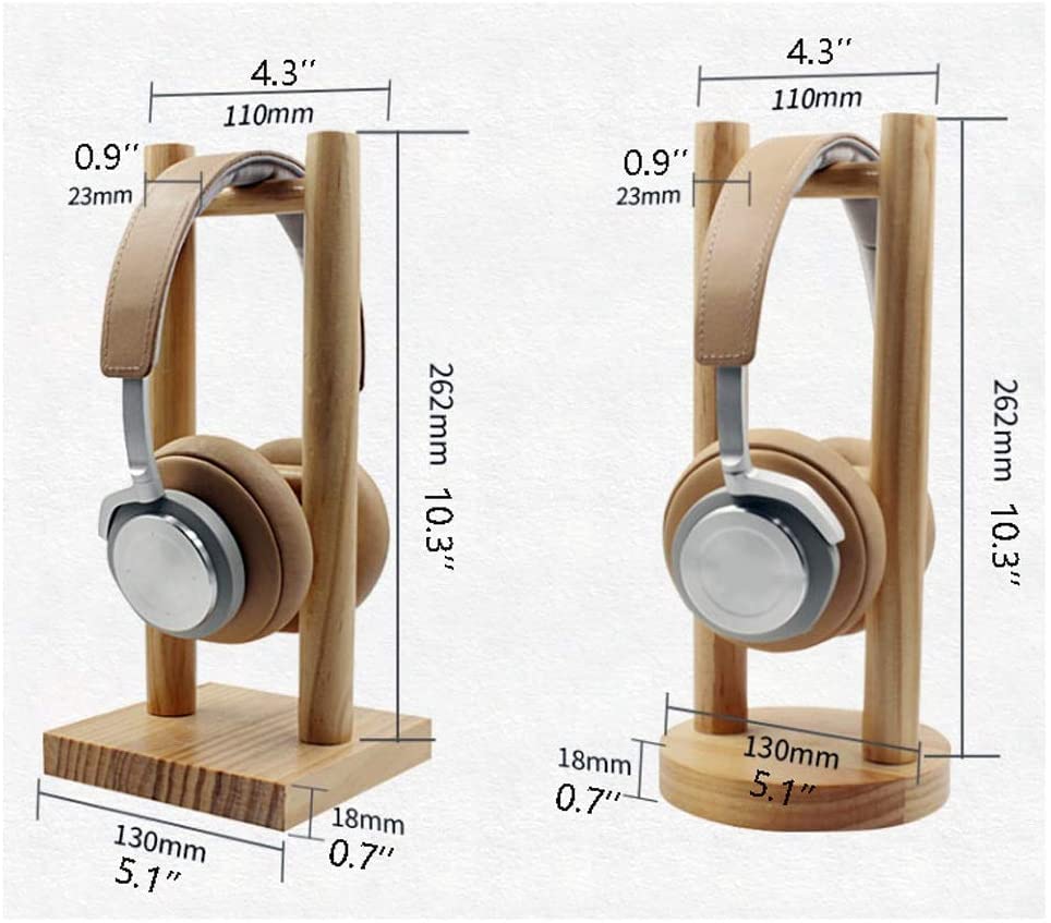 Headphone Stand Headset Stand Headphone Stand Wooden Headphone Display Holder Stand Frame for On-Ear Over-Ear Headphones Earphone Rack Headphone Stand for Desk (Color : Square) - color: Square