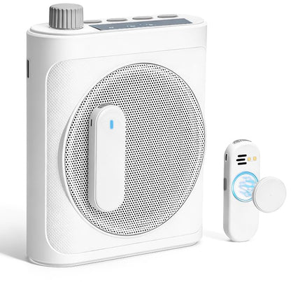 Voice Amplifier for Teachers, Dual Magnetic Lavalier Mic(White) | Bluetooth Portable Rechargeable Speaker for Classroom, Meetings, Tour Guide Speeches, Public Speaking, Coaches, PA System - color: White