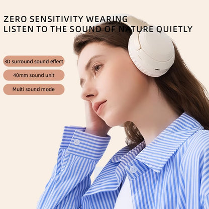 Wireless Bluetooth Over-Ear Headphones with Microphone, 24H Playtime, Bluetooth 5.3, Comfortable and Foldable Design, Over Ear Lightweight Headset for Sports, Travel, Home, Office (Beige) - color: Beige A