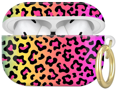 Compatible with AirPod Pro 2nd//1st Generation Case Cover with Key Chain,Full Protective Shockproof Wireless Headphone Case for Airpod Pro 2023/2022/2019(Neon Rainbow Leopard Print) - color: Neon Rainbow Leopard Print
