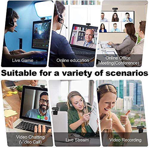 Computer Camera PC Webcam Full HD 1080p 360 Degrees Wide Angle 30fps Video USB Web Cam with Microphone for Mac Laptop Desktop Conferencing Chatting and Live Streaming