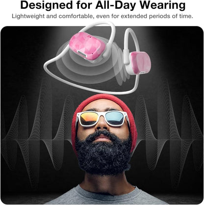 Purity Air Open Ear Headphones - True Air Conduction Wireless Bluetooth Open Ear Earbuds with Dual Mic for iPhone/Android - Secured Long Wearing Comfort, Sports Sweat Resistant (Pink Diamond) - color: Pink Diamond