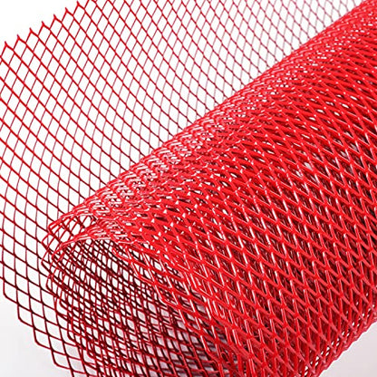 AggAuto Universal 40"x13" Car Grill Mesh 6x12mm Rhombic Hole Red | Aluminum Alloy Automotive Grille Insert Bumper, One of the Most Multifunctional Shape Grids 100x33cm - size: 6x12mm Rhombus - Red