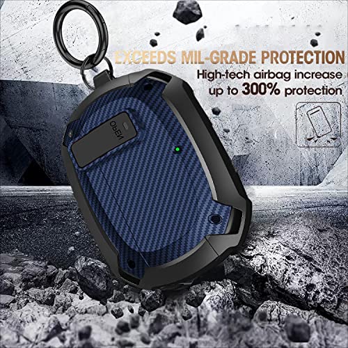 Beats Studio Bud/Studio Buds Plus Case Cover 2021/2023 Men Lock Clip with Cleaning Kit, GARTOO Beat Studio Buds Plus Protective Case with Cleaning Tool for Women Girls Kids Black/Blue - color: A-Black/Blue