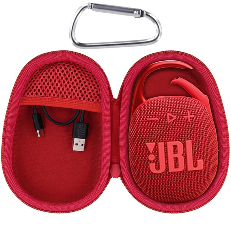 Aenllosi Hard Case for JBL Clip 5 Speaker, Red | EVA case construction, Water-resistant design, Dust-resistant design, Protective case only - color: Red