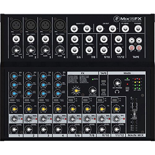Mackie Mix Series Mix12FX 12-Channel Compact Mixer with Effects, Black - size: Mix12FX