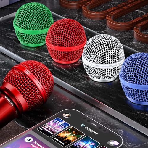 Facmogu 4PCS Beta58A Mesh Microphone Heads, Microphone Head Replacement, Microphone Grille Ball Head With Inner Foam, Beta 58A Steel Wireless Mic Head Cover, Round Microphone Head Grill - Mulitcolor - color: Multicolor