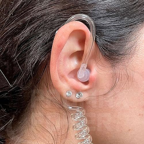 PROMAXPOWER [5-Pack] 1-Wire FBI Style Clear Acoustic Tube Earpiece with PTT Button Mic Compatible with Motorola Two-Way Radios XPR3000, XPR3300e, XPR3500, XPR3500e, DEP550, MTP3100 - size: 5-Pack