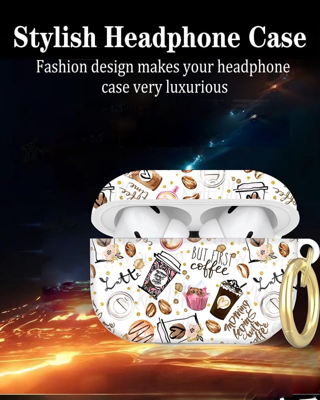Compatible with AirPod Pro 2nd//1st Generation Case Cover with Key Chain,Full Protective Shockproof Wireless Headphone Case for Airpod Pro 2023/2022/2019(Coffee Pattern) - color: Coffee Pattern
