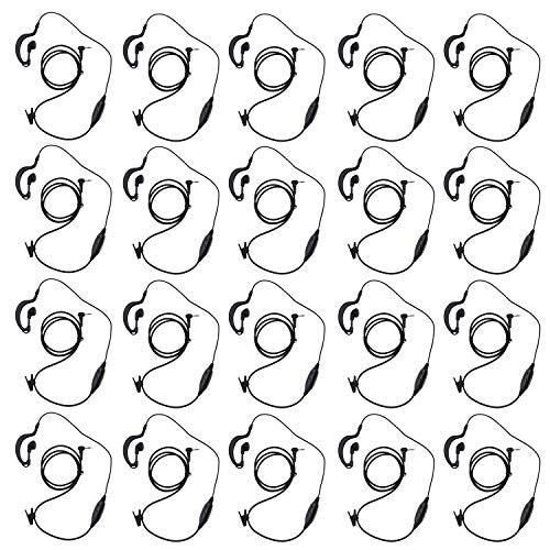 1 Pin 2.5MM Walkie Talkie Earpiece with Mic, G Shape Ear Piece for Police Radios Law Enforcement Compatible with Motorola MH230R MH230TPR MR350R MS350R (20 Pack) - color: 20 PACK