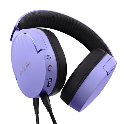 Trust Gaming GXT 490P Fayzo USB Gaming Headset 7.1 Surround Sound, 50mm Drivers, 35% Recycled Plastics, RGB Over-Ear Wired Headphones, with Noise Cancelling Microphone for PC PS5 - Purple - color: Purple, style: USB 7.1 Surround Sound