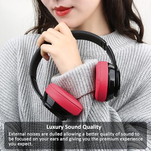 Earpad Cushions Covers for Beats Solo 2 Solo 3 (B0534/A1796) Wired Wireless Headphones with Noise Isolation Memory Foam and Protein Leather Sweat-Proof (Red)