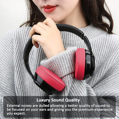 Earpad Cushions Covers for Beats Solo 2 Solo 3 (B0534/A1796) Wired Wireless Headphones with Noise Isolation Memory Foam and Protein Leather Sweat-Proof (Red)