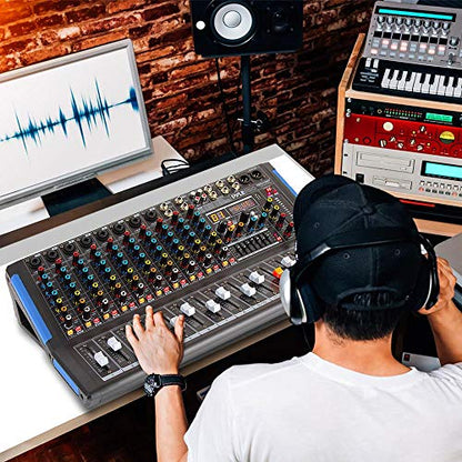 Pyle 4-Channel Bluetooth Studio Audio Mixer-DJ Sound Controller Interface with USB Drive for PC Recording Input, XLR Microphone Jack,48V Power,Input/Output for Professional and Beginners - PMXU46BT - style: 4 Channel Pro