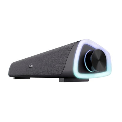 Trust Liro Soundbar PC Speaker, 12 W, Stereo Computer Boxes, Black | RGB LED Lighting, Jack 3.5 mm AUX, USB Operation Sound Bar for PC Laptop Desktop Tablet Smartphone TV - style: soundbar