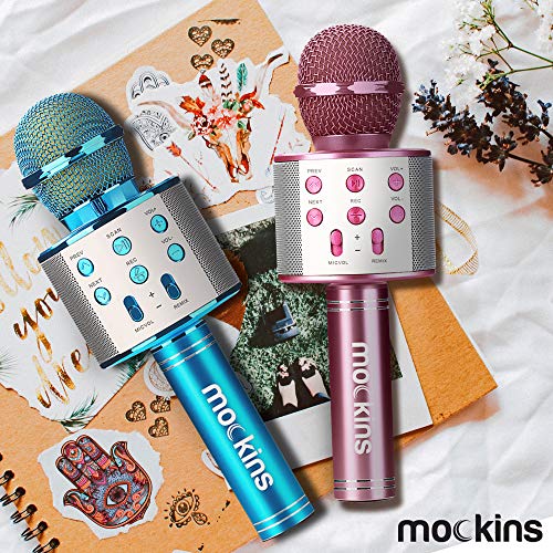 Mockins Purple Bluetooth Karaoke Microphone for Kids with Bluetooth Microphone Wireless Speaker | Wireless Mic Karaoke for iOS & Android | All-in-One Mic - color: Purple