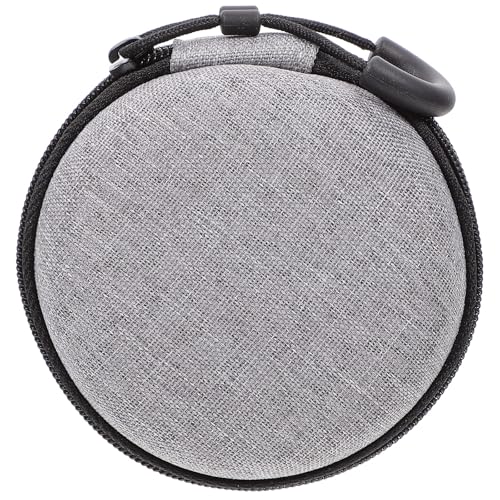 Portable Earphone Bag and Data Cable Carrying Case for Wired Earbuds, Rounded Nylon Storage Pouch with Zipper, Gray Travel Key and Coin Organizer for Electronics