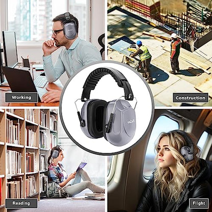 ProCase NRR 28dB Noise Reduction Ear Muffs, Foldable Adjustable Noise Cancelling Headphones - color: 1 - Grey