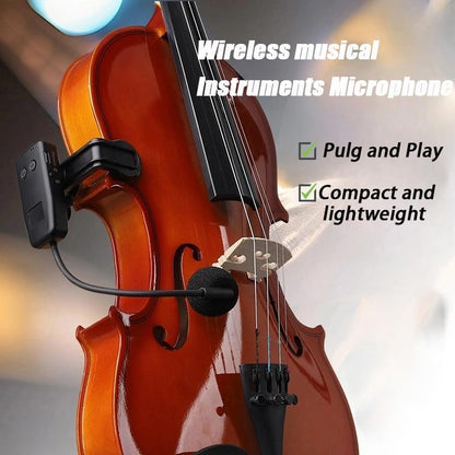 Professional Wireless Violin Microphone, Violin Pickup Clip-on Instrument Microphone, Designed for Violinists and Musicians, Suitable for Active PA Systems