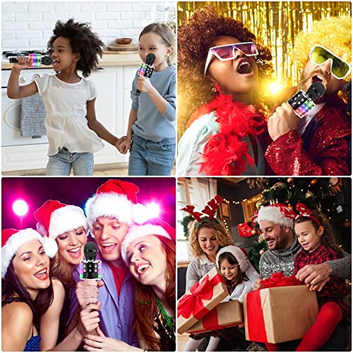 BlueFire 4 in 1 Karaoke Wireless Microphone with LED Lights, Portable Microphone for Kids, Great Gifts Toys for Kids, Girls, Boys and Adults (Black) - color: Black