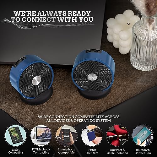 Paired Bluetooth Speakers - Surround Sound Stereo Pairing Linkable for Home TV Car - color: Blue