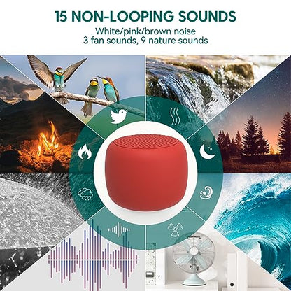 Babelio White Noise Sound Machine for Adults Kids Baby, Mini, 15 Non-looping Sounds, Timer, Memory Function, Easy to Pocket and Travel Red | USB-C Rechargeable, Auto-Off Timer, Lightweight Design, Last-Setting Memory, Easy To Pack And Carry, Red - color: