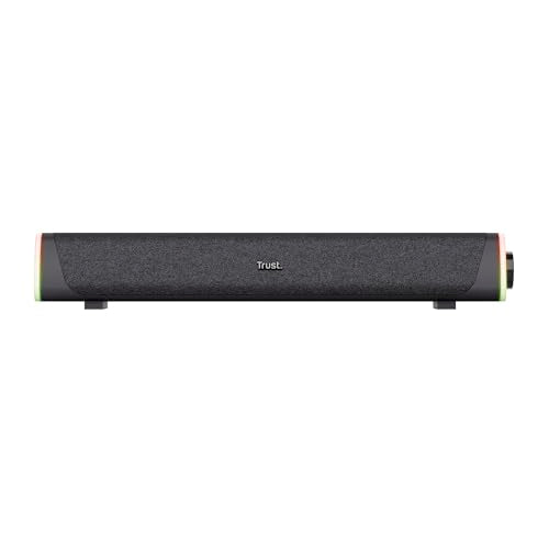 Trust Liro Soundbar PC Speaker, 12 W, Stereo Computer Boxes, Black | RGB LED Lighting, Jack 3.5 mm AUX, USB Operation Sound Bar for PC Laptop Desktop Tablet Smartphone TV - style: soundbar