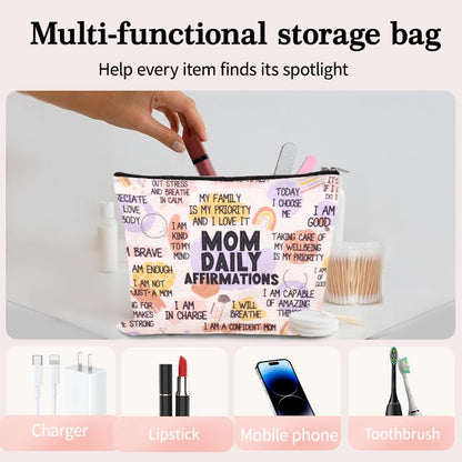 Mother Mom Daily Affirmations Gifts Inspirational Mom Mental Health Gifts Makeup Bag Mothers Day Gifts for Women Mommy Bag Accessories Pouch Holiday Easter Birthday Gifts for Mother Mama Cosmetic Bags - color: Mother Mom Daily Affirmations Gifts
