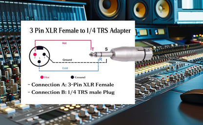 1/4 TRS to XLR Adapter for Microphone, Mixer, 6 Pack(3 Pairs), Silver, 3 Male to 1/4 Connector, 3 Female to 6.35mm Coupler, 3 PIN XLR Adapter Connector, Zinc Alloy with Nickel Plating - size: 3PX2 (Male to Female, Male to Male), style: 1/4" TRS to XLR Ada