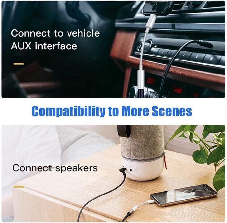 Headphone Adapters, 2 Pack 3.5mm Audio Aux Adapter Dongle | Compatible with iPhone 14 13 12 11 Pro XR XS Max X 8 7 6s Plus, Headphone/Earphone Jack