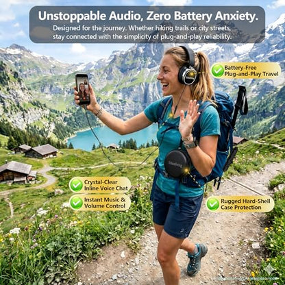 Premium Wired Headphones with Mic, 3.5mm AUX Cord and USB-C Adapter