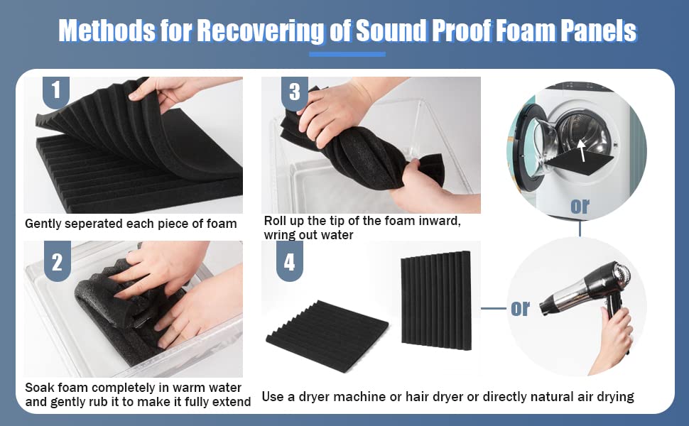 50 Pack Acoustic Foam Panels 1" X 12" X 12" Wedge Soundproof Studio Foam for Walls Sound Absorbing Panels Sound Insulation for Studio (50 Pack, Black) - size: 50 Pack