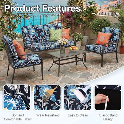 Waterproof Outdoor Cushion Covers, Stretch Patio Slipcovers | UV Resistant Coating, Stretch Fabric, Waterproof Protection, Replacement Covers, Fits Patio Furniture Cushions (4 Pieces) - color: Bluebell, size: 4PCS