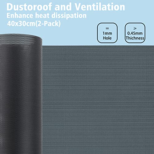 Cut-to-Fit Magnetic PC Dust Filter Mesh, 400x300mm PVC DIY Cover, 2 Pack | 1.0mm hole, Customizable dustproof cooling guard for gaming PC chassis, power supplies, electronics, home air vents.