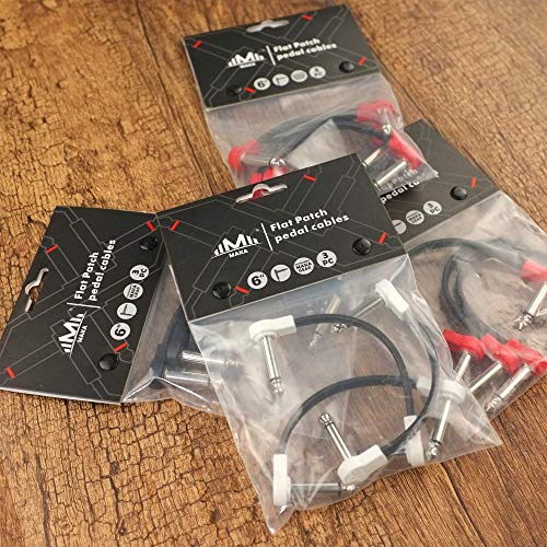 Flat Low Profile Guitar Patch Cable 6 inch for Effects Pedals, 1/4 inch Right-Angle, Black, 3-Pack New Version - color: Black, size: 6"