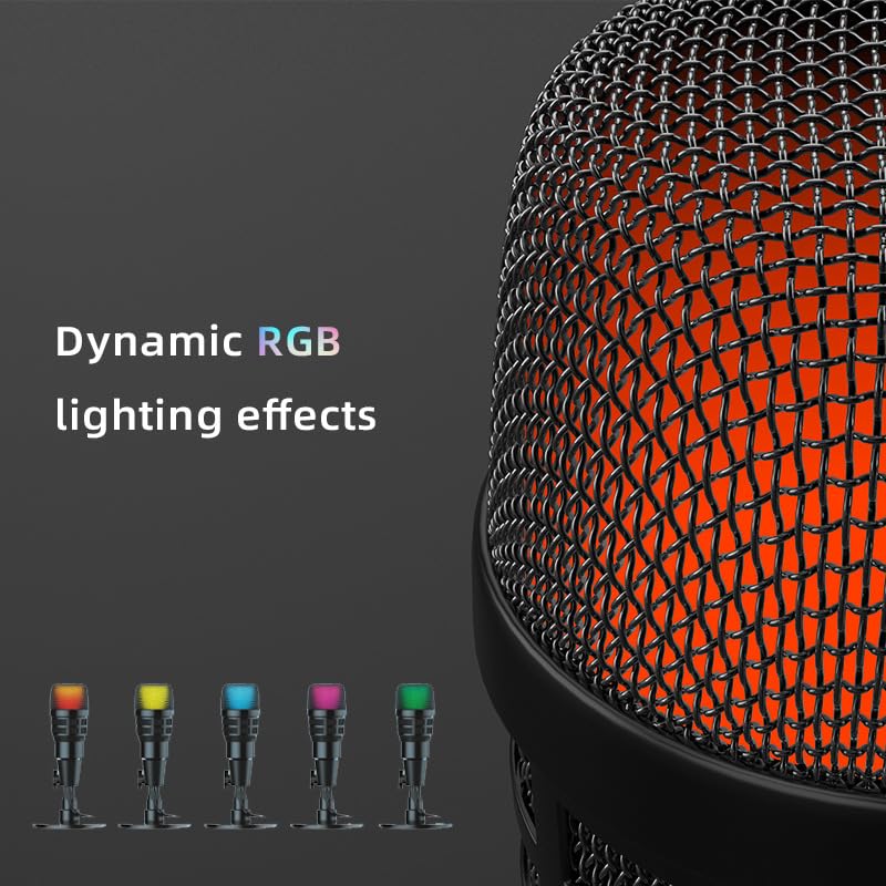 USB Condenser Microphone for PC Gaming & Podcast, with RGB Indicator, Shock Mount & Gain Control – Used for Streaming, PS4/PS5 & YouTube
