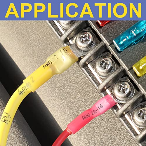 haisstronica 100PCS Heat Shrink Ring Terminals, 16-14 AWG, 5/16 in, Blue | Battery and Ground Stud Connections, 0.7 mm Copper Barrel, 3:1 Adhesive-Lined Seal, Automotive Wiring Repairs, Ring Connector - color: Blue, size: Ring 5/16"