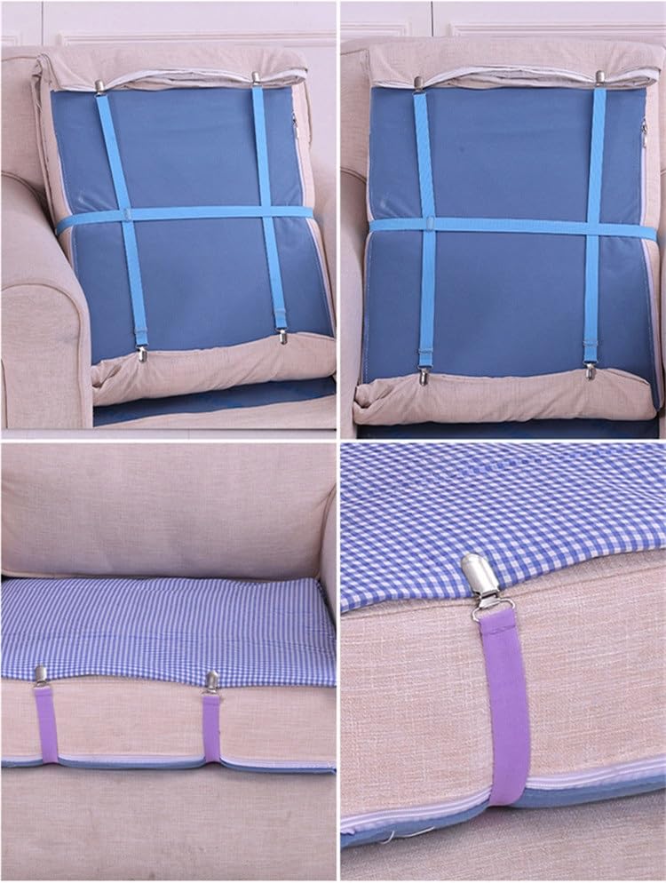 Yoovat Couch Cushion Covers Holder Straps Sofa Couch Covers Sofa Slipcover Holder Clips 10 to 60in(25-160cm) Adjustable Elastic Straps for Sofa Covers Cushion (4 Pcs White) - color: 4 Pcs White