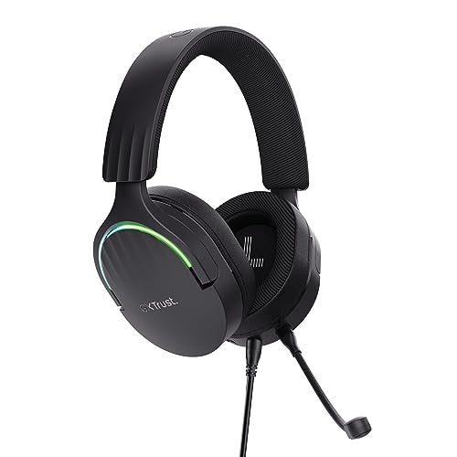 Trust Gaming GXT 490 Fayzo USB Gaming Headset 7.1 Surround Sound, 50mm Drivers, 85% Recycled Plastics, RGB Over-Ear Wired Headphones, with Noise Cancelling Microphone for PC PS5 - Black - color: Black, style: USB 7.1 Surround Sound