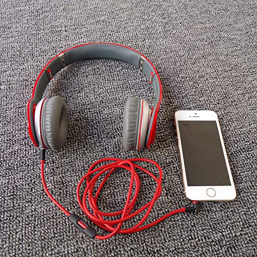 Replacement Solo4 Solo3 Audio Cable Cord Wire with in-line Microphone and Control Compatible with Beats Headphones Solo, Studio, Pro, Detox, Wireless, Mixr, Executive Headphones(Black Red) - color: Black Red