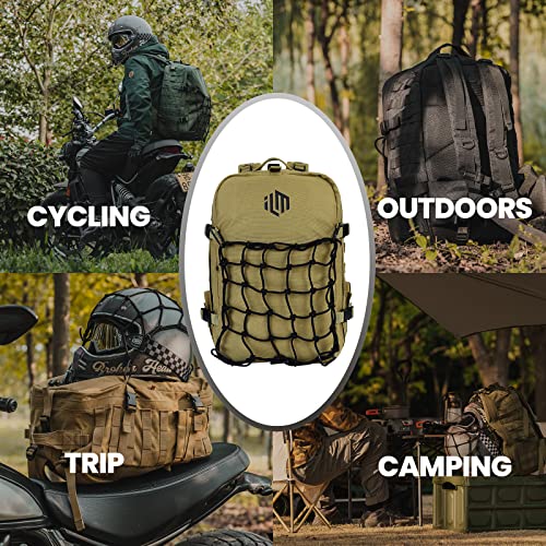 ILM Motorcycle Helmet Backpack 30L Large Capacity Waterproof Helmet Holder, Tactical Backpack for Men Women Riding Hiking Model BP01(Yellow Brown)