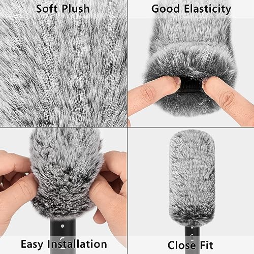 Geekria for Creators Furry Windscreen for 0.8'' (20mm) Diameter Shotgun Microphone, Mic DeadCat Wind Cover Muff, Fluff Cover Windshield Compatible with BOYA, Rode (14cm / 2 Pack)
