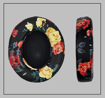 Replacement Ear Cushion Pads Cover Compatible with Beats Studio 2.0 and Studio 3.0 Over Ear Headphones only by Dr.DRE-1 Pair(Floral Black) - color: Floral Black