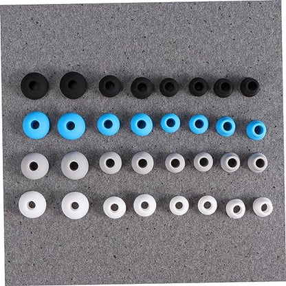 HANABASS 32pcs Silicone Earbud Caps for and Power Comfortable Easy to Install Earphone Covers Black White Grey and Replacement for Clean and Headphones