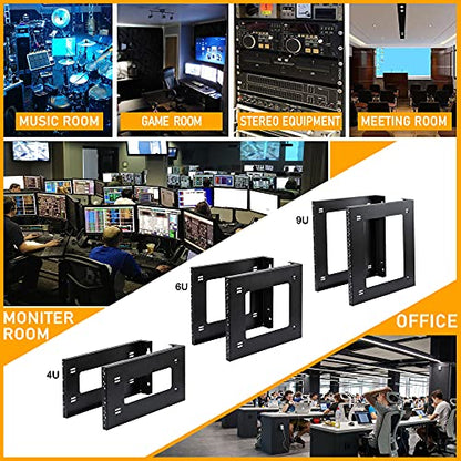 RIVECO 6U Open Frame Rack Wall Mount & Desktop Mount, No Assembly Required Server Rack for Network Equipment & Data AV HiFi Stereo Gaming Electronics Shelf - size: 6U