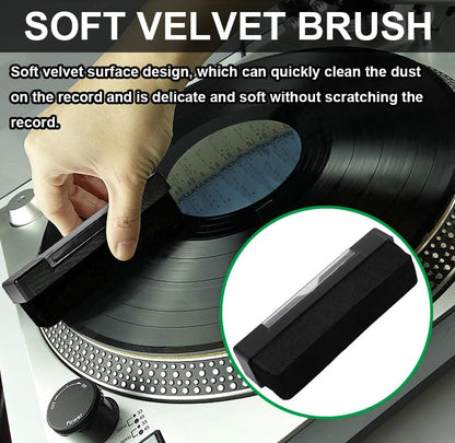 Premium Vinyl Record Cleaner Kit - Vinyl Records Cleaning Kit for Records Albums-Includes Soft Velvet Record Brush, Cleaning, Stylus Brush, Brush for Velvet