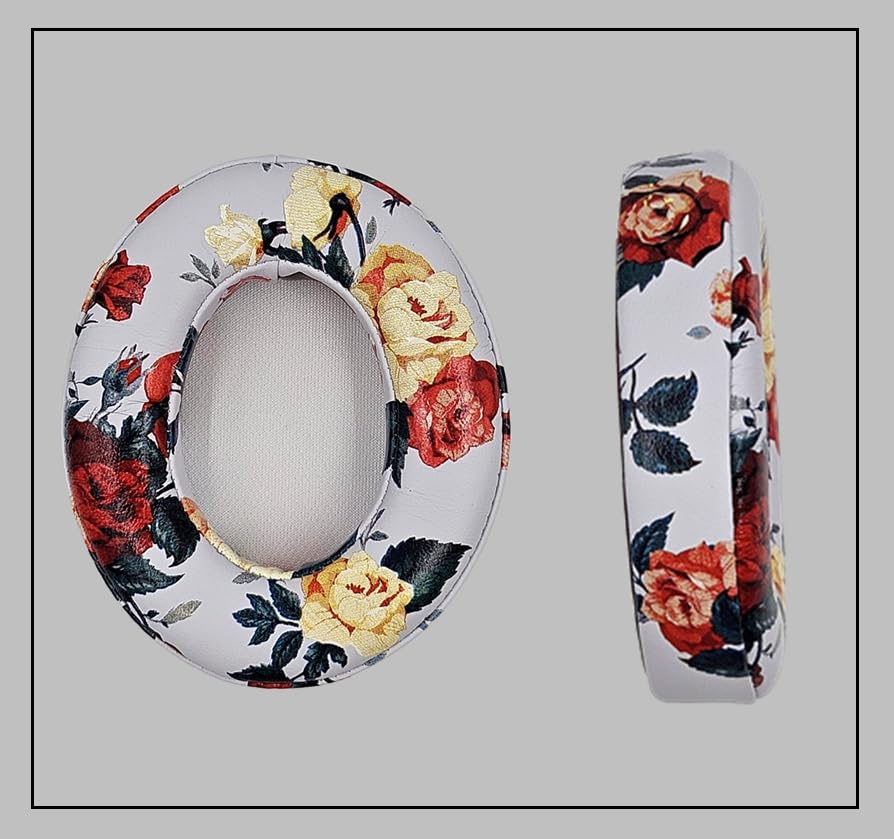 Replacement Ear Cushion Pads Cover Compatible with Beats Studio 2.0 and Studio 3.0 Over Ear Headphones 1 Pair(Floral White) - color: Floral White