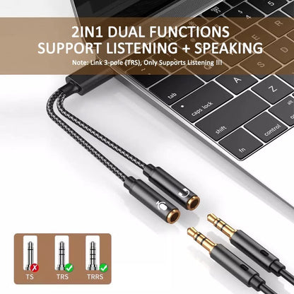 USB to 3.5mm Jack Audio Adapter, USB Audio Cable, External Sound Card USB to Headphone and Mic Adapter, USB 2.0 Male to Dual 3.5mm Female Headset TRS Jack for PS4, PC, Laptop, Gaming Headset Headphone