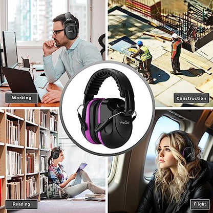 ProCase NRR 28dB Noise Reduction Ear Muffs, Foldable Adjustable Noise Cancelling Headphones - color: 1 - Purple